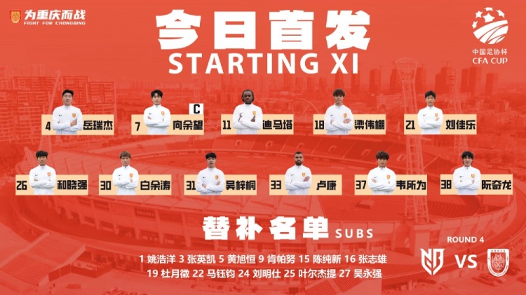 足协杯第四轮：双外援迪马塔卢廉领衔，向余望首发